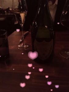 champagne bottle with hearts