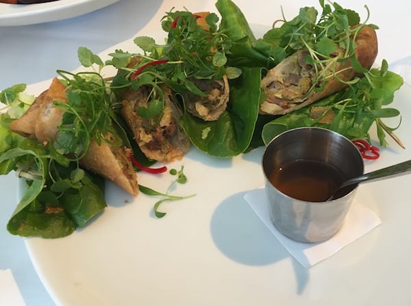 duck spring rolls lunch menu at Bourbon Steak