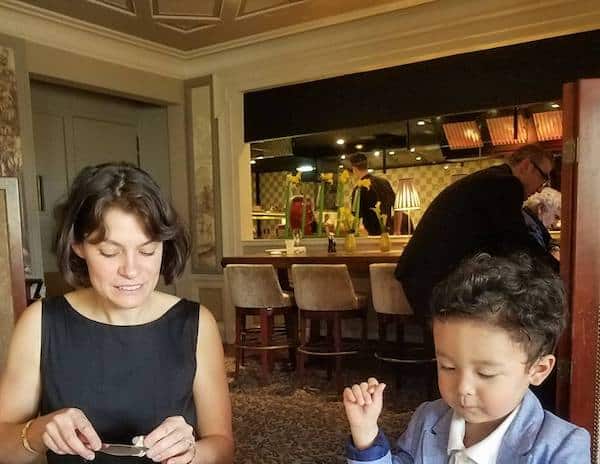 Michelin stars with kids Mother and Son at Joel Robuchon