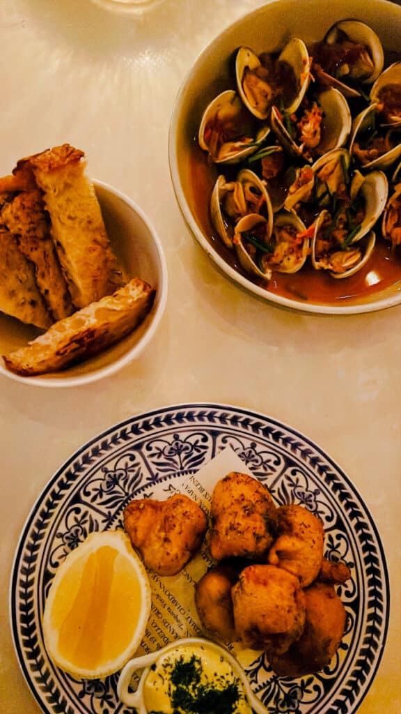 Clams and Rock Shrimp Beignet