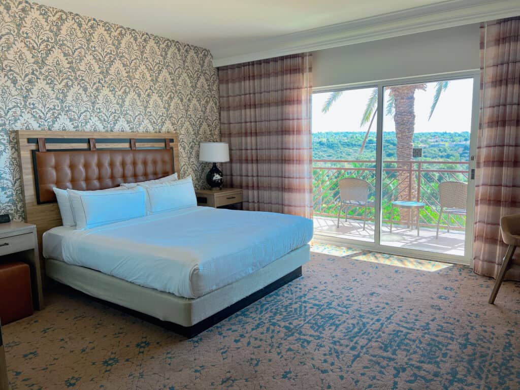 King Bedroom with Balcony Cassara Hotel Best Family Hotels in Carlsbad