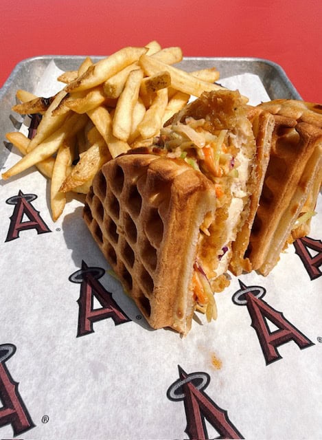 Chicken & Waffle Sandwich Angel Stadium Food