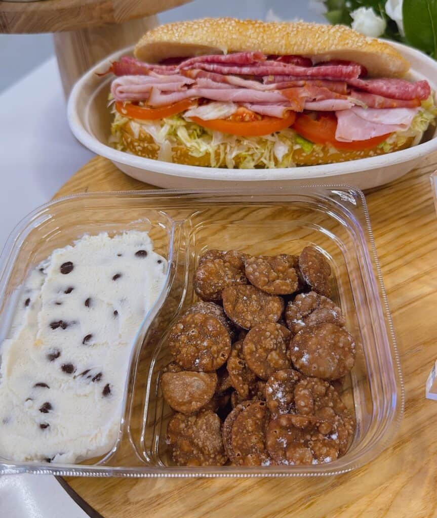 Cannoli Dip below Sandwich