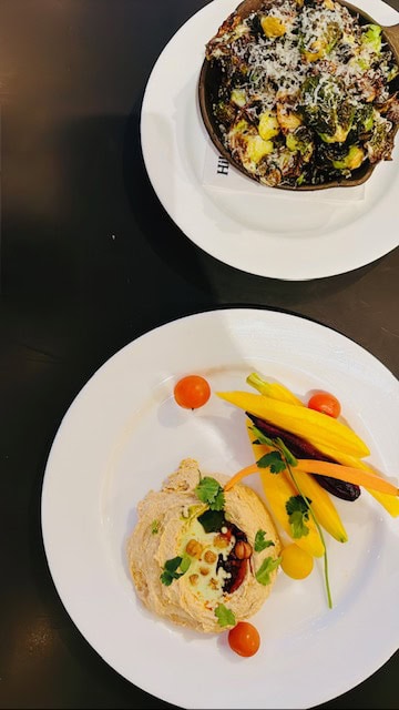 Cilantro Hummus and Truffled Brussels Sprouts