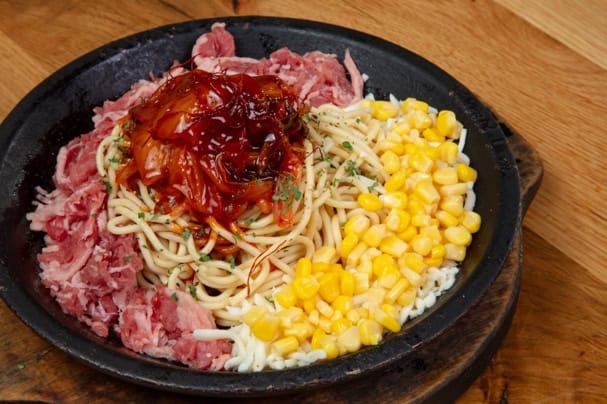 Kimchi Cheesy Corn Pasta